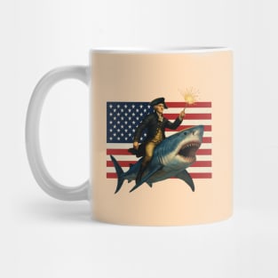 George Washington Riding A Shark 4th of July Mug